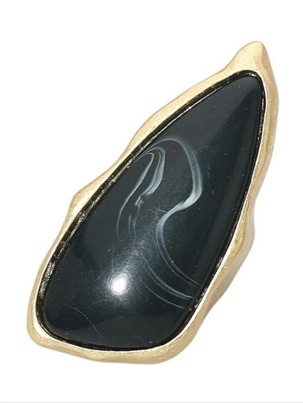 Black Natural Stone Gold Ring Trendy Stretch Fashion Jewelry Statement Ring